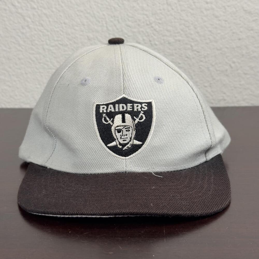 Raiders Hat Cap Strap Back Youth Boys One Size Gray NFL Football Logo Athletic